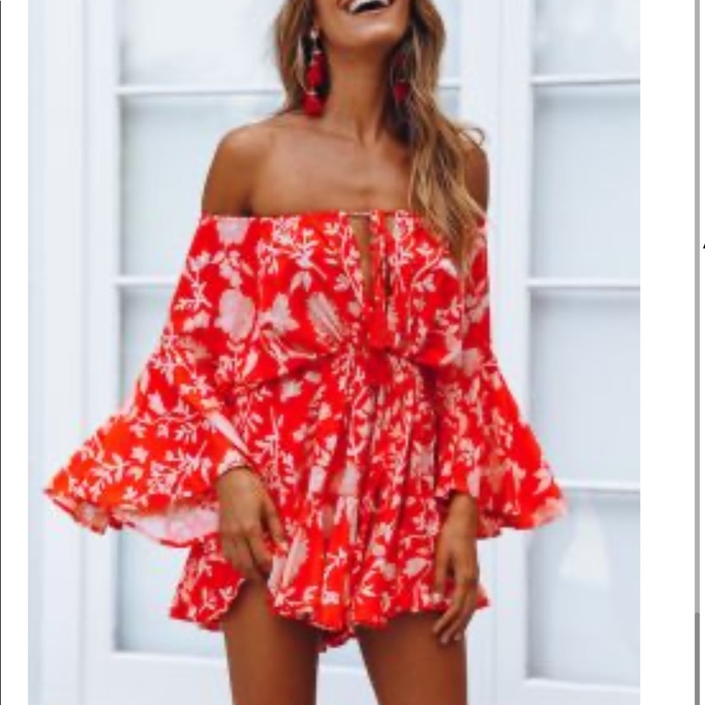 Hello Molly Red Print Romper